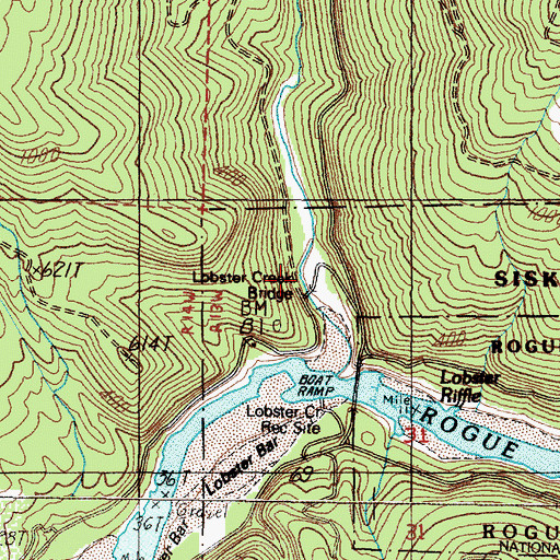 Topographic Map of Lobster Creek Boat Ramp, OR