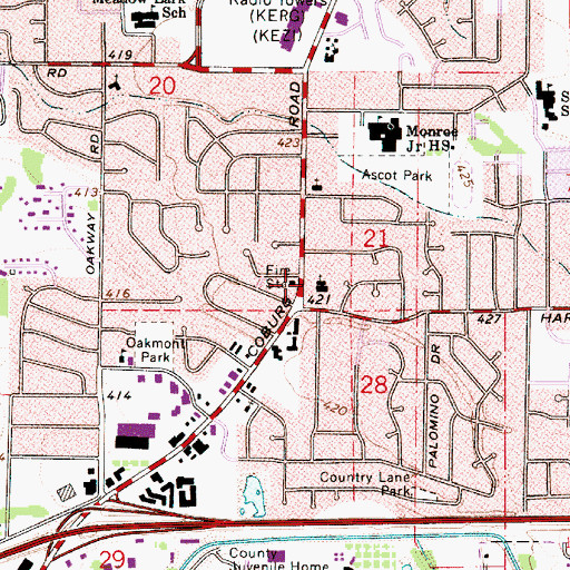 Topographic Map of Lane Transit District Park and Ride, OR