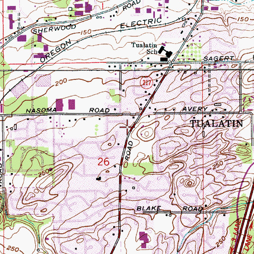 Topographic Map of Boones Ferry Community Church Park and Ride, OR