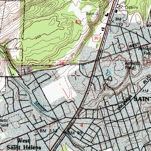 Topographic Map of Columbia County Rider Columbia Commons Park and Ride, OR