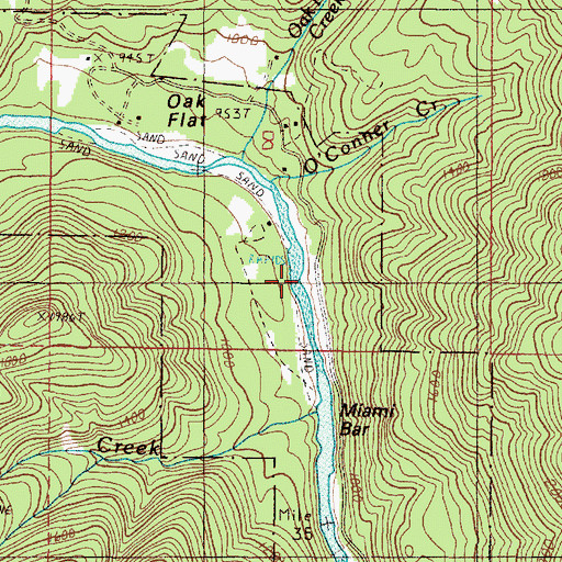 Topographic Map of Miami Bar Boat Launch, OR