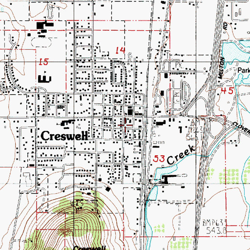 Topographic Map of Lane Transit District Park and Ride, OR