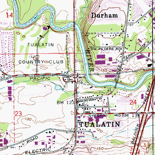 Topographic Map of Tualatin Community City Park Boat Ramp, OR