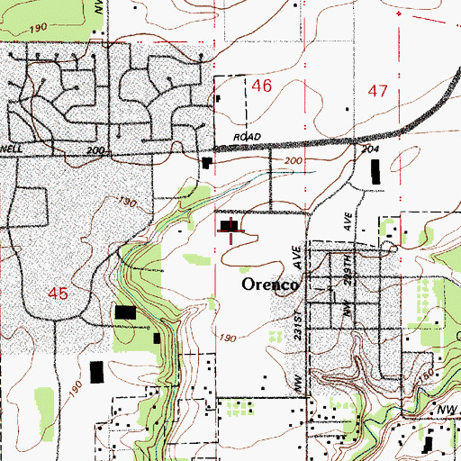 Topographic Map of Orenco / Northwest 231st Avenue Park and Ride, OR