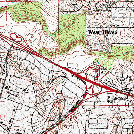 Topographic Map of Sunset Transit Center Parking Garage Park and Ride, OR
