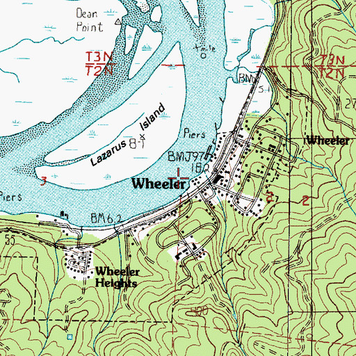 Topographic Map of Wheeler on the Bay Lodge and Marina, OR
