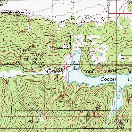 Topographic Map of Cooper Creek Reservoir County Park Boat Ramp West, OR