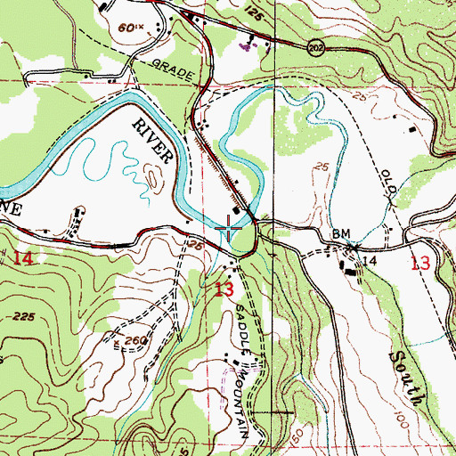Topographic Map of Olney Bridge Boat Ramp, OR