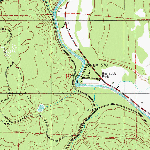 Topographic Map of Big Eddy County Park, OR
