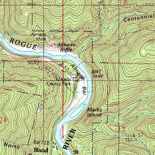 Topographic Map of Almeada Bar Boat Ramp, OR