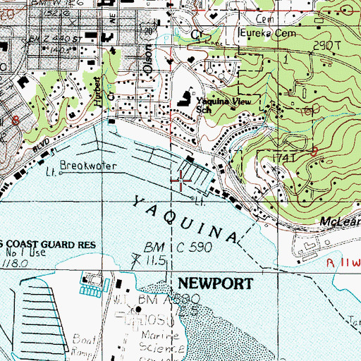 Topographic Map of Embarcadero Marina Resort, OR