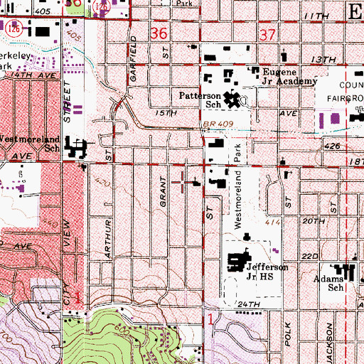 Topographic Map of Lane Transit District Park and Ride, OR
