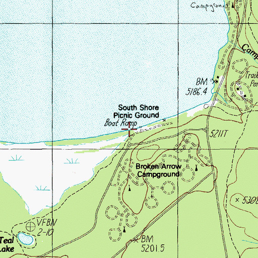 Topographic Map of Diamond Lake South Shore Boat Ramp, OR