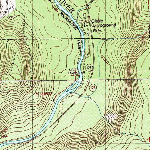 Topographic Map of Olallie Creek Campground Boat Ramp, OR