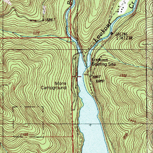 Topographic Map of Lookout Campground Boat Ramp, OR