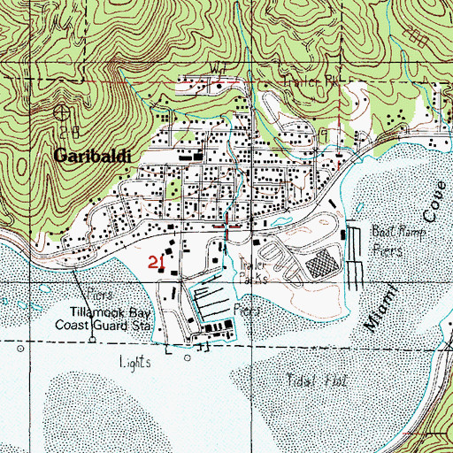 Topographic Map of Old Mill Marina Resort, OR