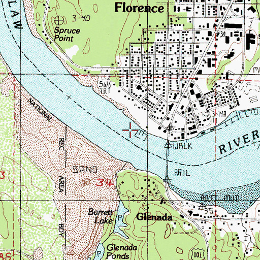 Topographic Map of Bay Bridge Marina Boat Ramp, OR