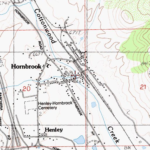 Topographic Map of Hornbrook, CA