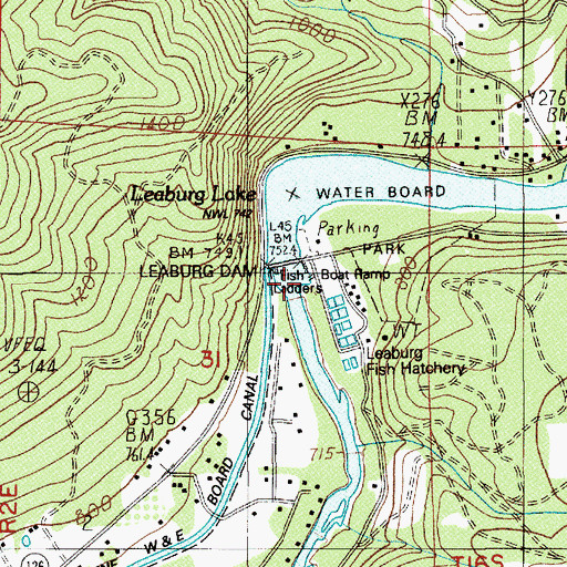 Topographic Map of Leaburg Dam Pole Slide, OR