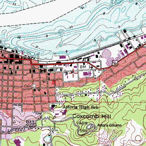 Topographic Map of Columbia Memorial Hospital Heliport, OR