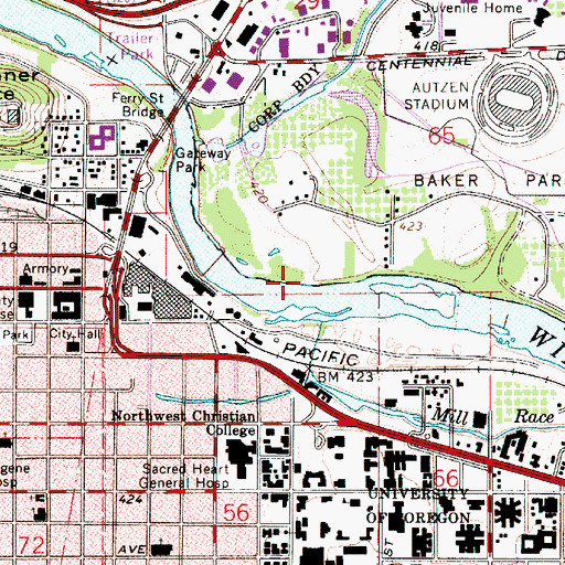 Topographic Map of Alton Baker Boat Ramp, OR
