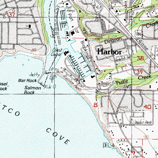 Topographic Map of Port of Brookings Harbor Boat Ramp, OR