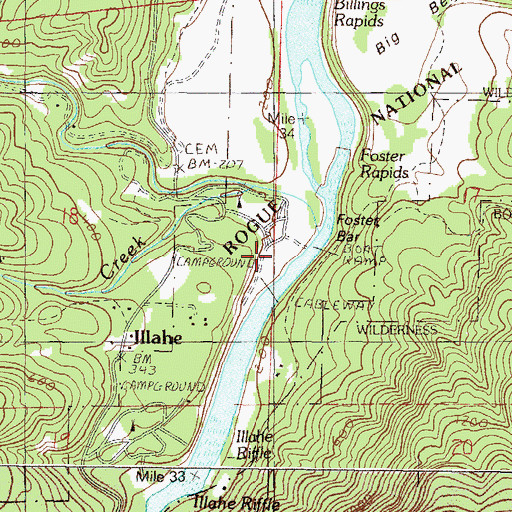 Topographic Map of Foster Bar Boat Launch, OR