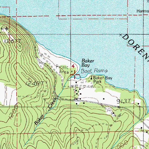 Topographic Map of Baker Bay Marina, OR