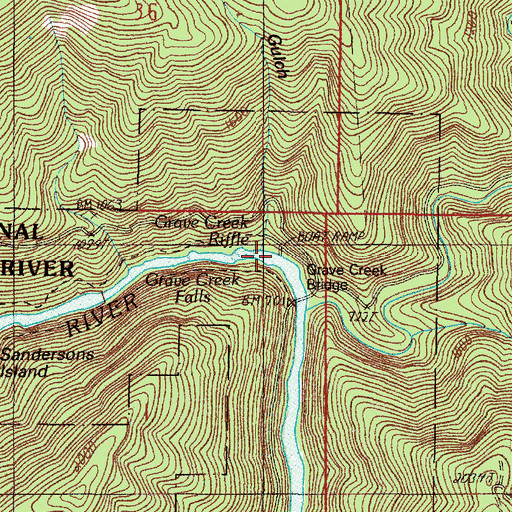 Topographic Map of Grave Creek Boat Ramp, OR