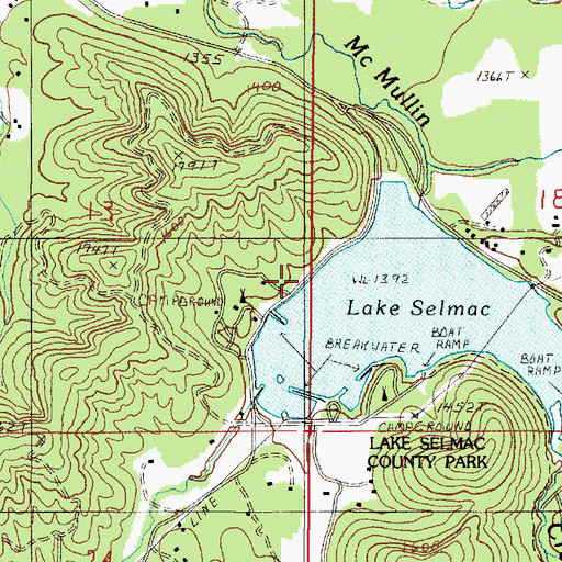 Topographic Map of Lake Selmac Boat Dock, OR