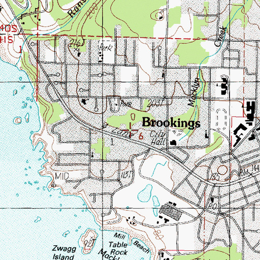 Topographic Map of Curry Public Transit Dispatch Facility, OR