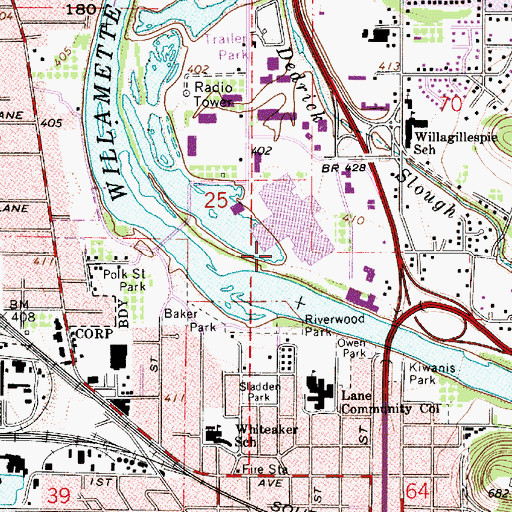 Topographic Map of Lane Transit District Valley River Station, OR