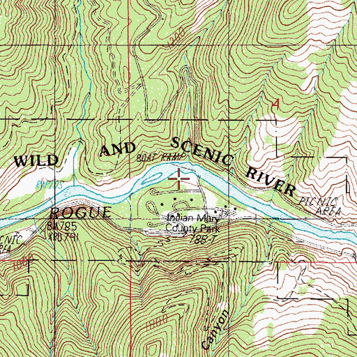 Topographic Map of Indian Mary Park Boat Ramp, OR