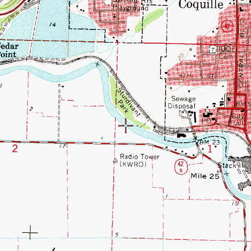Topographic Map of Sturdivant Park Boat Ramp, OR