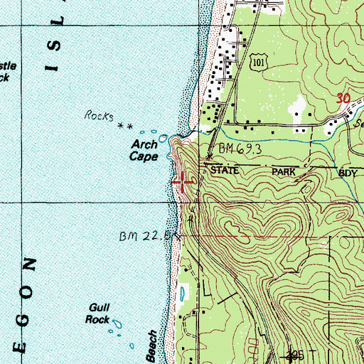 Topographic Map of Arch Cape Tunnel 2247, OR