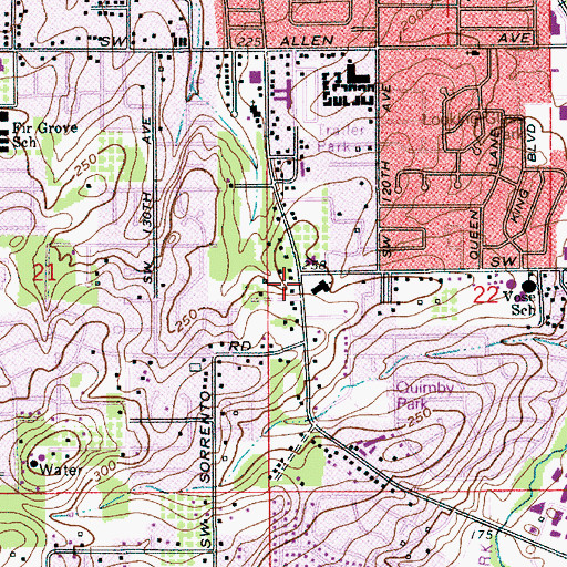 Topographic Map of Southminster Presbyterian Church Park and Ride, OR