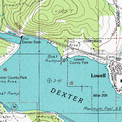 Topographic Map of Lowell Park, OR