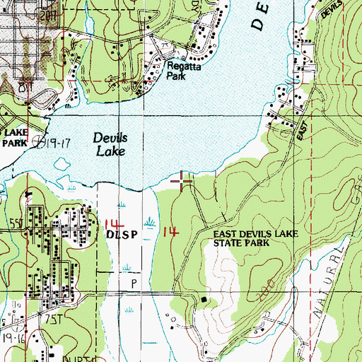 Topographic Map of East Devils Lake State Park Boat Ramp, OR