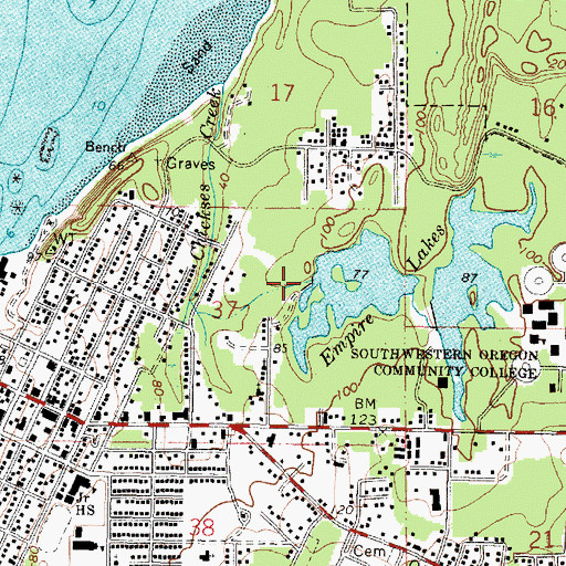 Topographic Map of John Topits Empire Lower Lake Boat Ramp, OR