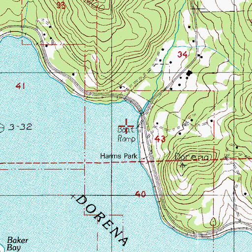 Topographic Map of Harms Park Boat Ramp, OR