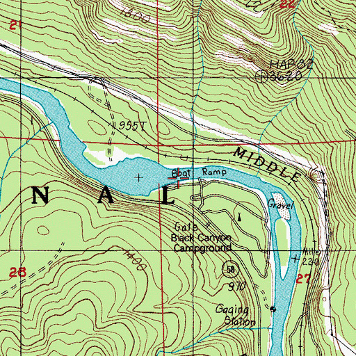 Topographic Map of Black Canyon Boat Ramp, OR