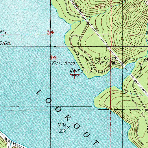 Topographic Map of Ivan Oaks Boat Ramp, OR