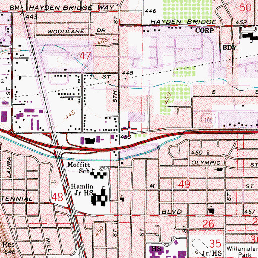 Topographic Map of Lane Transit District Park and Ride, OR