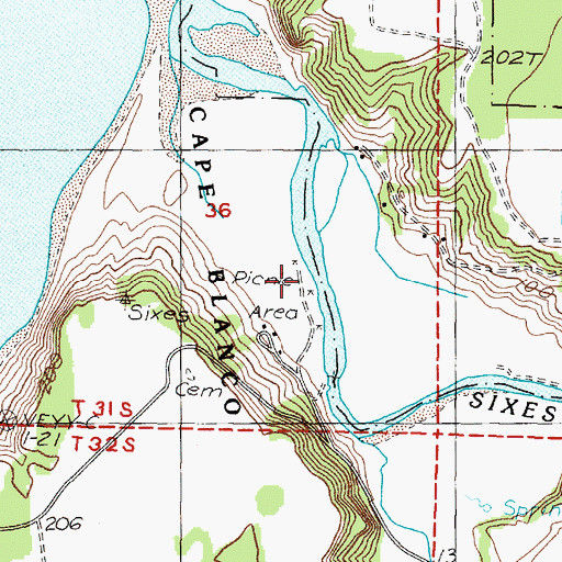 Topographic Map of Cape Blanco State Park Boat Ramp, OR