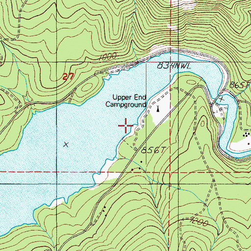 Topographic Map of Cascara Campground Boat Ramp, OR