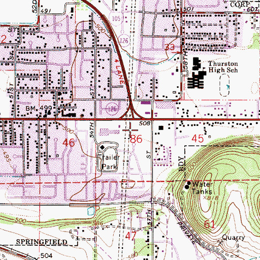 Topographic Map of Lane Transit District Park and Ride, OR