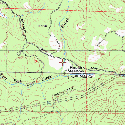 Topographic Map of House Meadow, CA