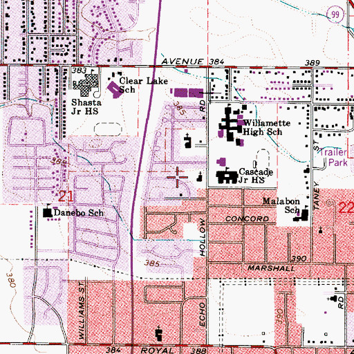 Topographic Map of Lane Transit District Park and Ride, OR