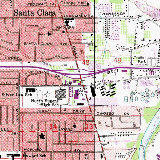 Topographic Map of Lane Transit District Park and Ride, OR