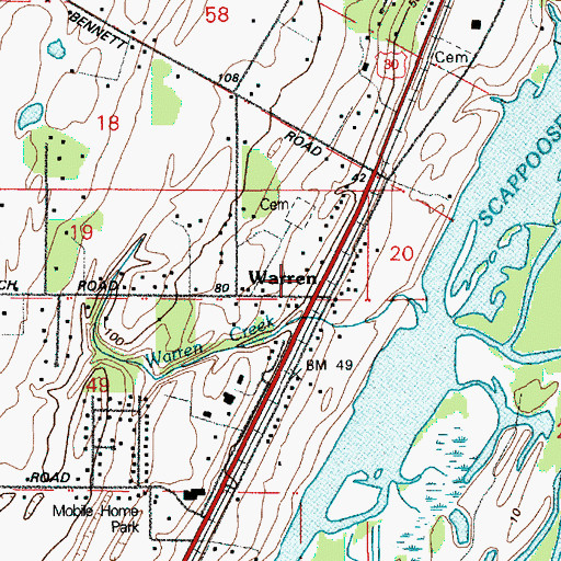 Topographic Map of Columbia County Rider Warren Baptist Church Park and Ride, OR